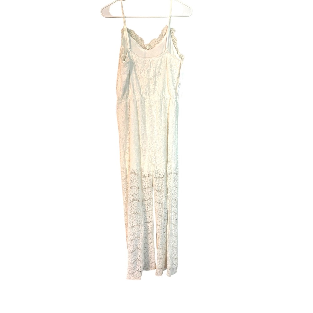 Monteau Los Angeles White Floral Lace Wide Leg Jumpsuit Bridal Bachelorette Boho - Picture 10 of 10
